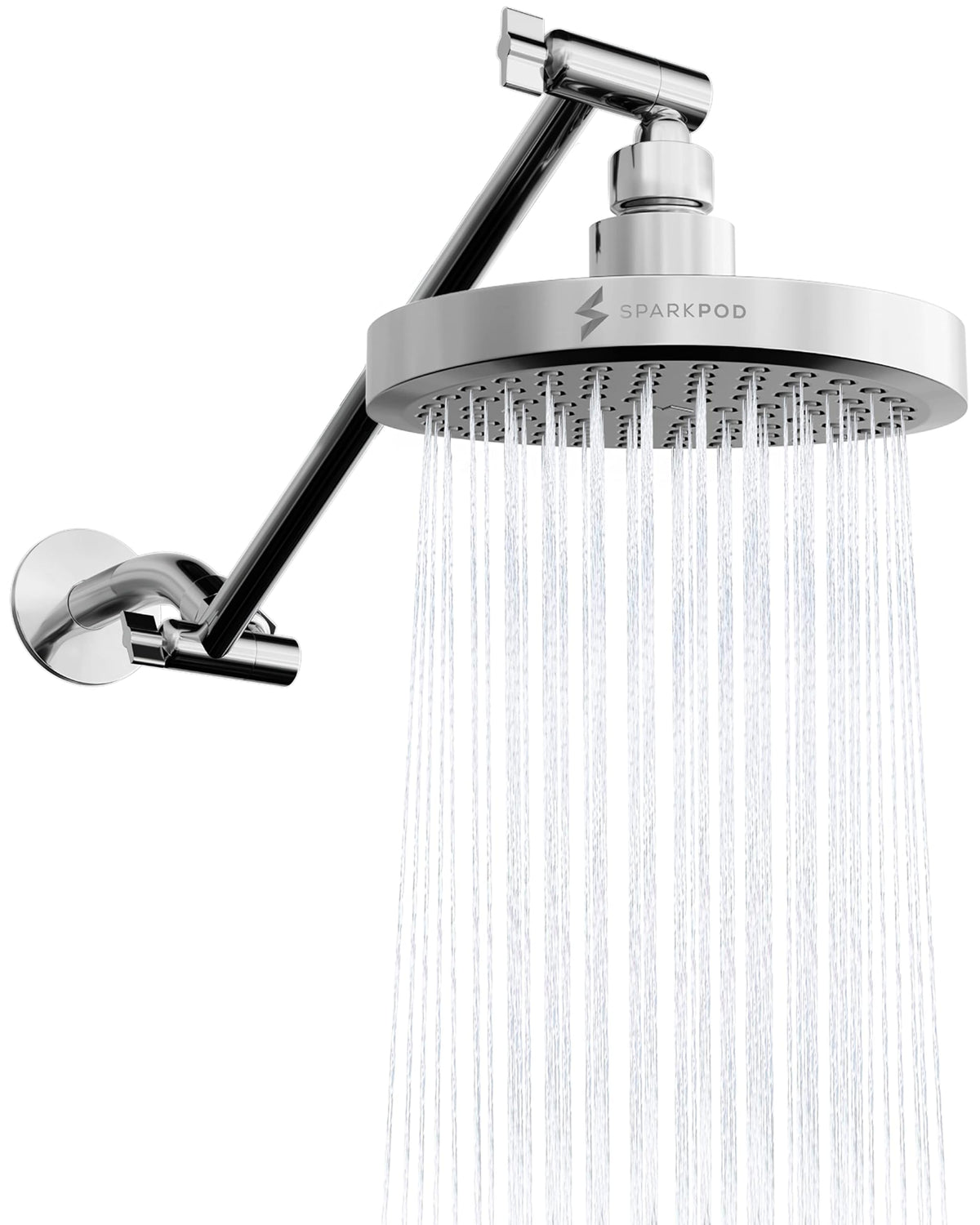 SparkPod round rain shower head 6inch delivers powerful rainfall for full-body coverage.