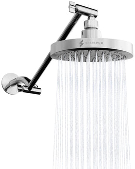 SparkPod round rain shower head 6inch delivers powerful rainfall for full-body coverage.