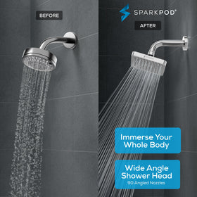 SparkPod shower head 6inch square chrome for broad, even coverage