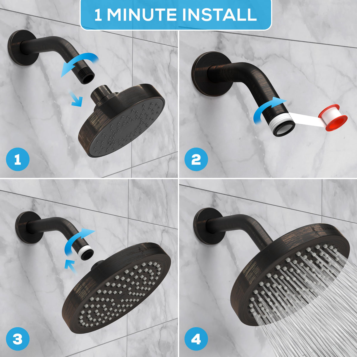 SparkPod shower head easy-clean-nozzles prevent lime buildup for consistent spray.