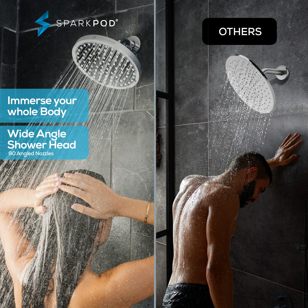 SparkPod easy-clean nozzles resist mineral buildup for lasting performance.