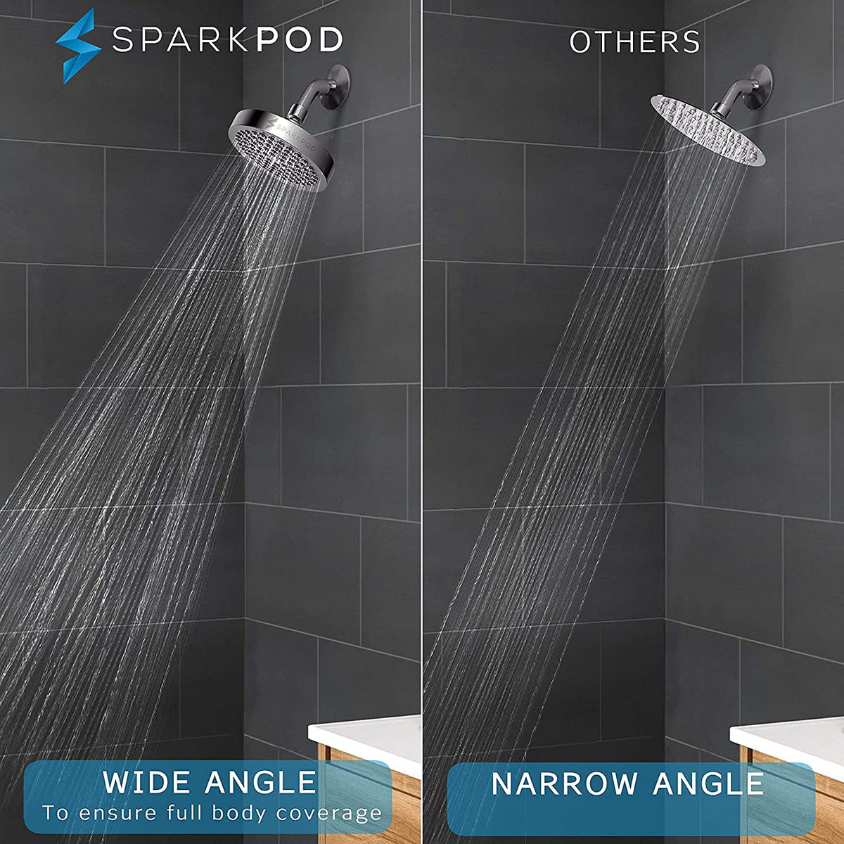 SparkPod shower head easy install enables tool-free setup in minutes.