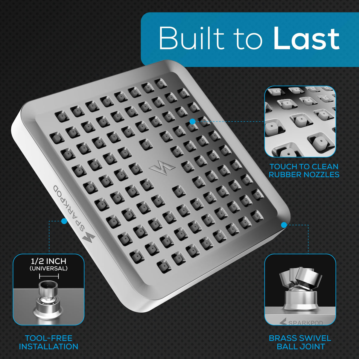 SparkPod shower head easy install for a quick upgrade without tools