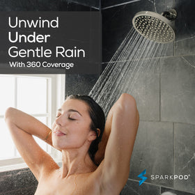 SparkPod 1.8 GPM design helps conserve water while refreshing showers.