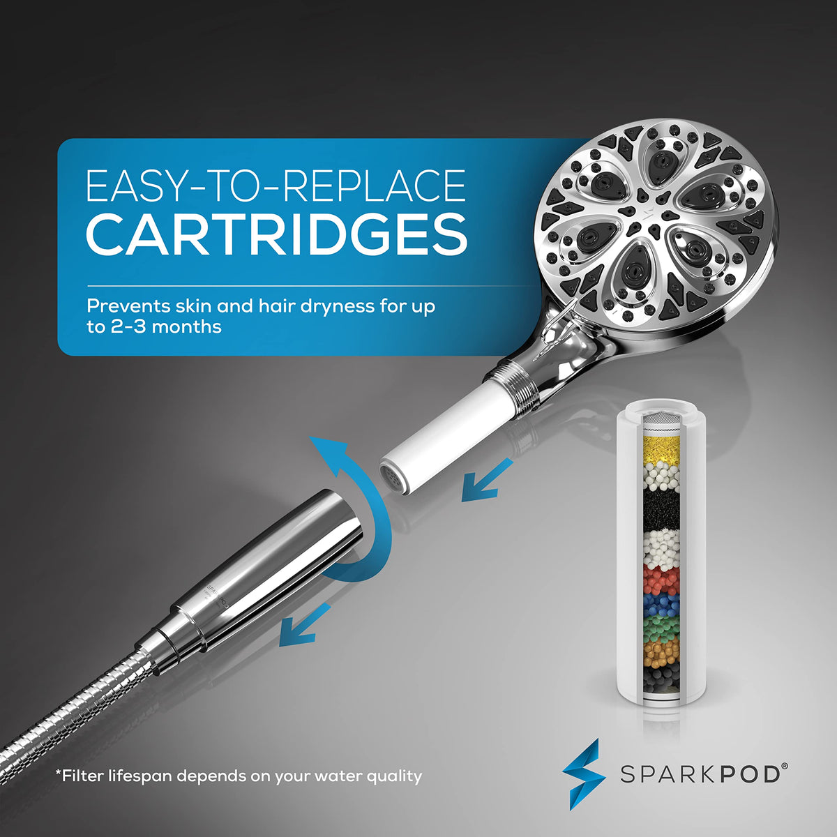 Touch-to-clean nozzles simplify upkeep after showering.