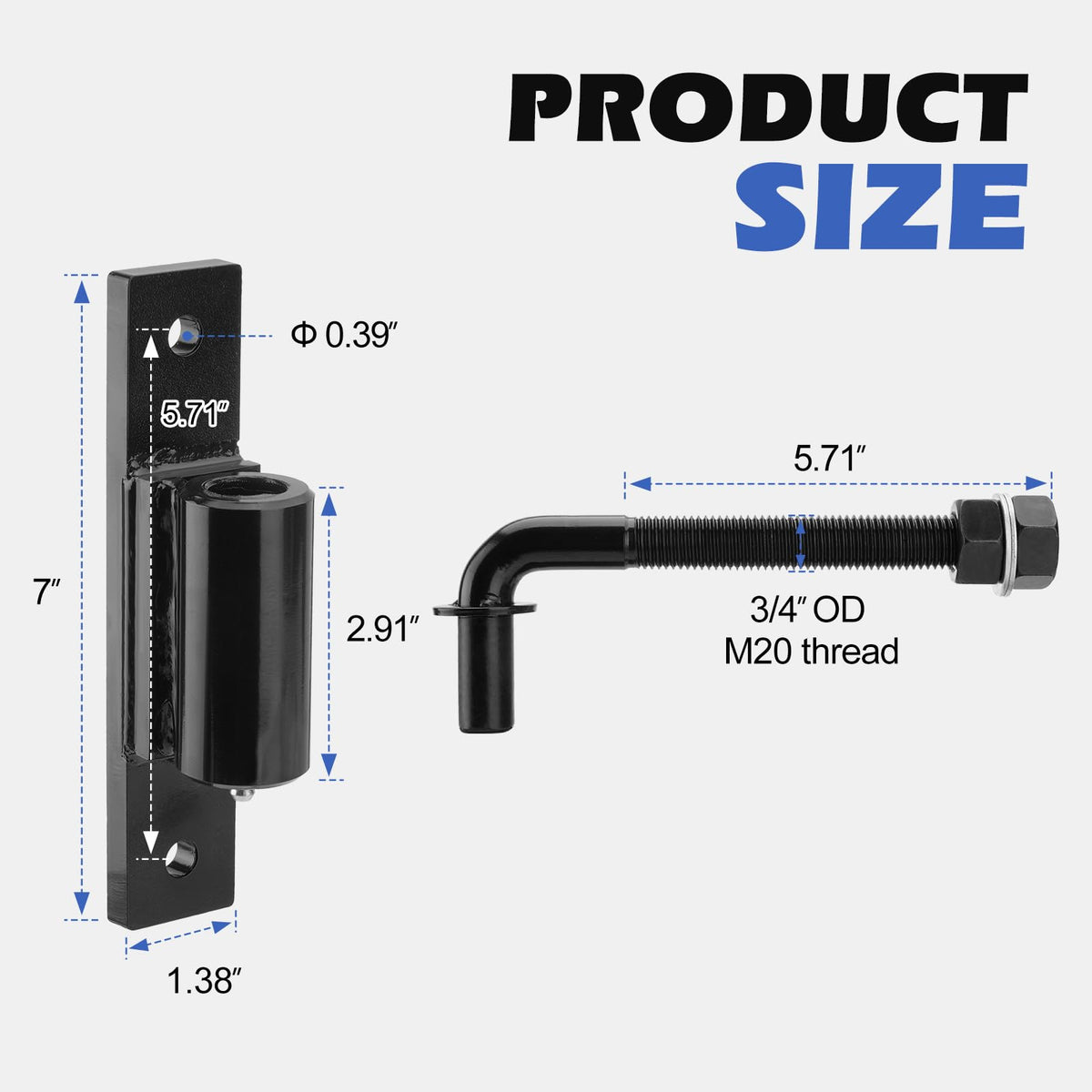 SPARKWHIZ hinge with M20 thread for sturdy bolt-on installation.