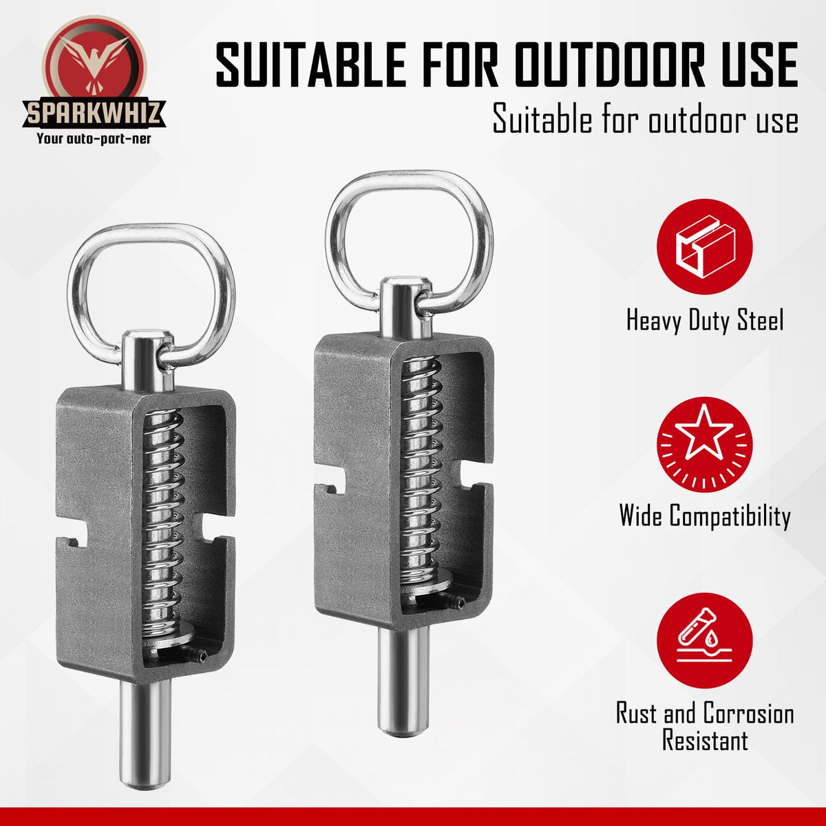 Pack of two latches provides replacements or multi-point securing options.