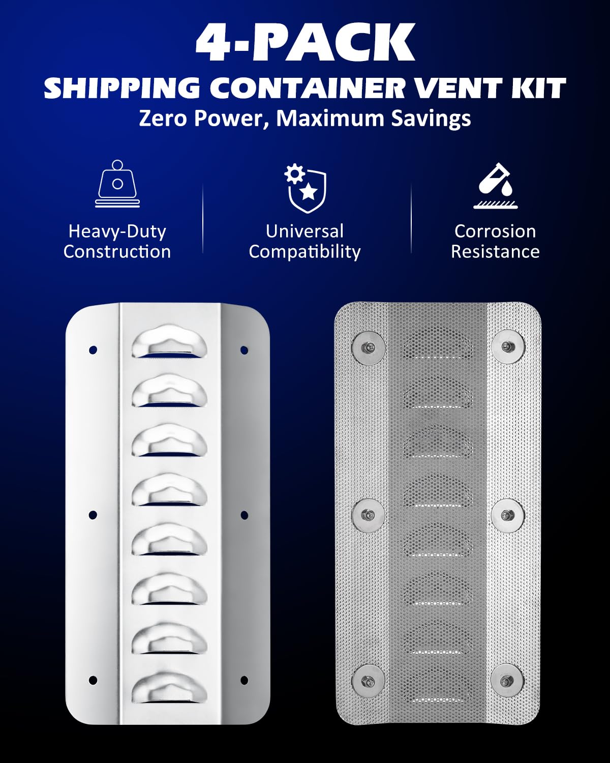 SPARKWHIZ shipping container vent side view demonstrates compact design for space saving ventilation.
