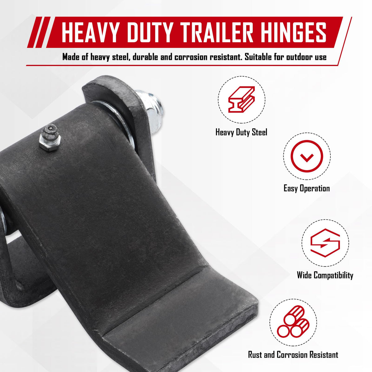 SPARKWHIZ long leaf hinge strap supporting trailer door performance.