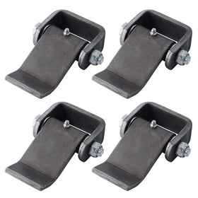 SPARKWHIZ weld-on trailer hinge with strap for easy assembly and 4-pack readiness.