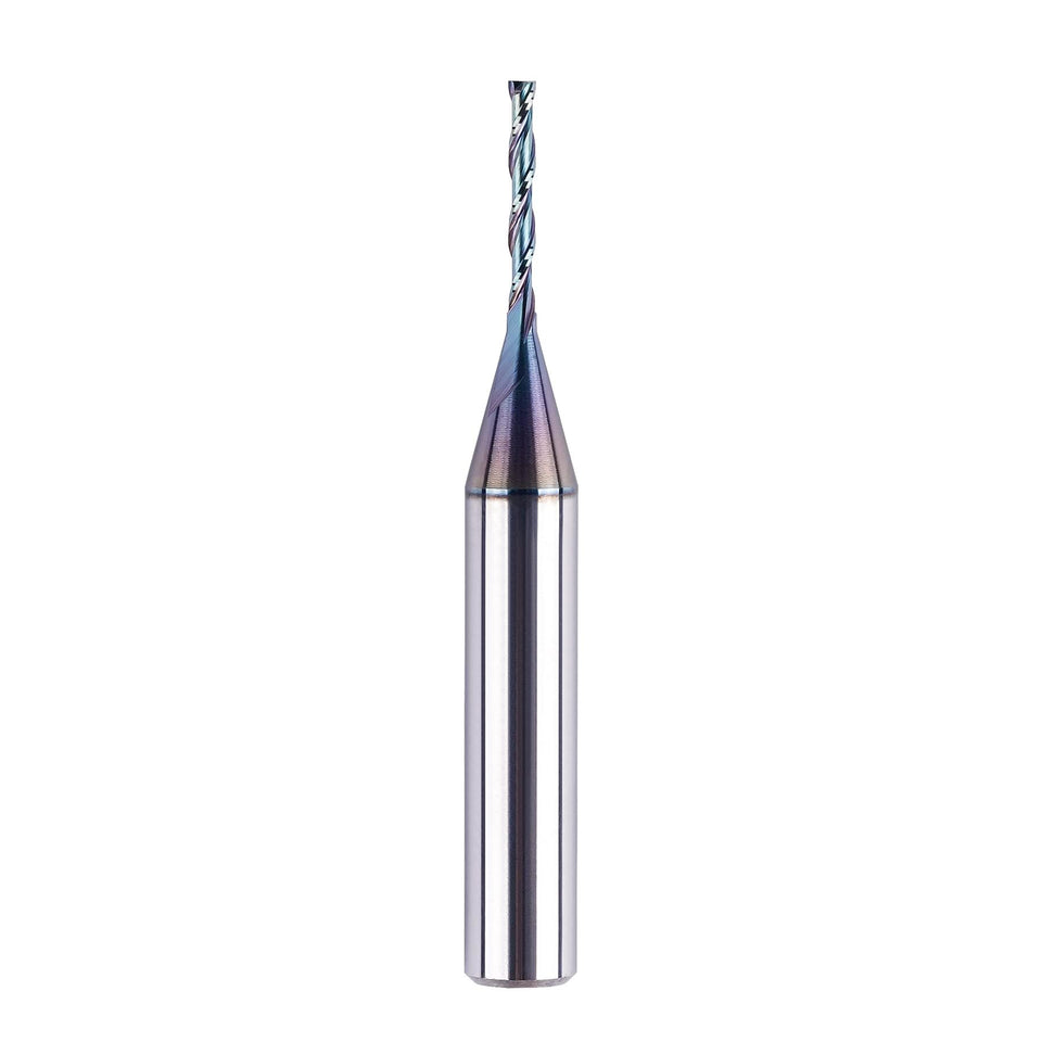 SpeTool 1/16 inch up-cut router bit coating close-up for extended life