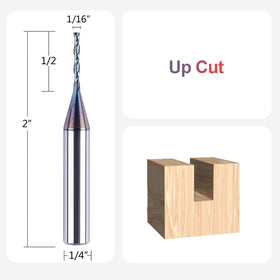 SpeTool up-cut router bit in action shows a sharp edge for clean grooves