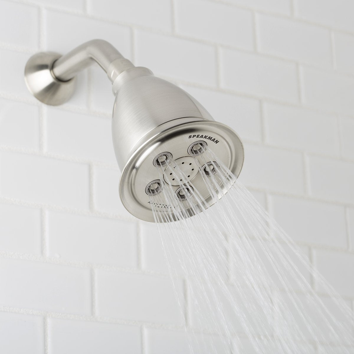 Speakman Anystream hotel showerhead offering fifty full-body sprays for versatile coverage.