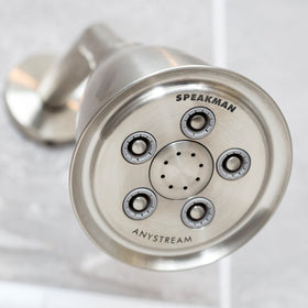Speakman brushed nickel finish resists corrosion for long-lasting shine.