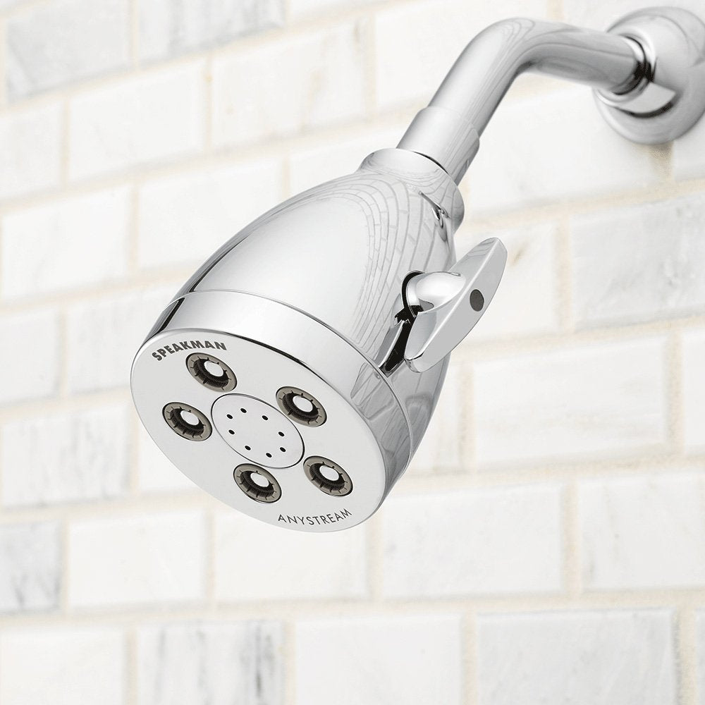 Speakman S-2005-H handle view showing 360-degree control for easy spray changes.