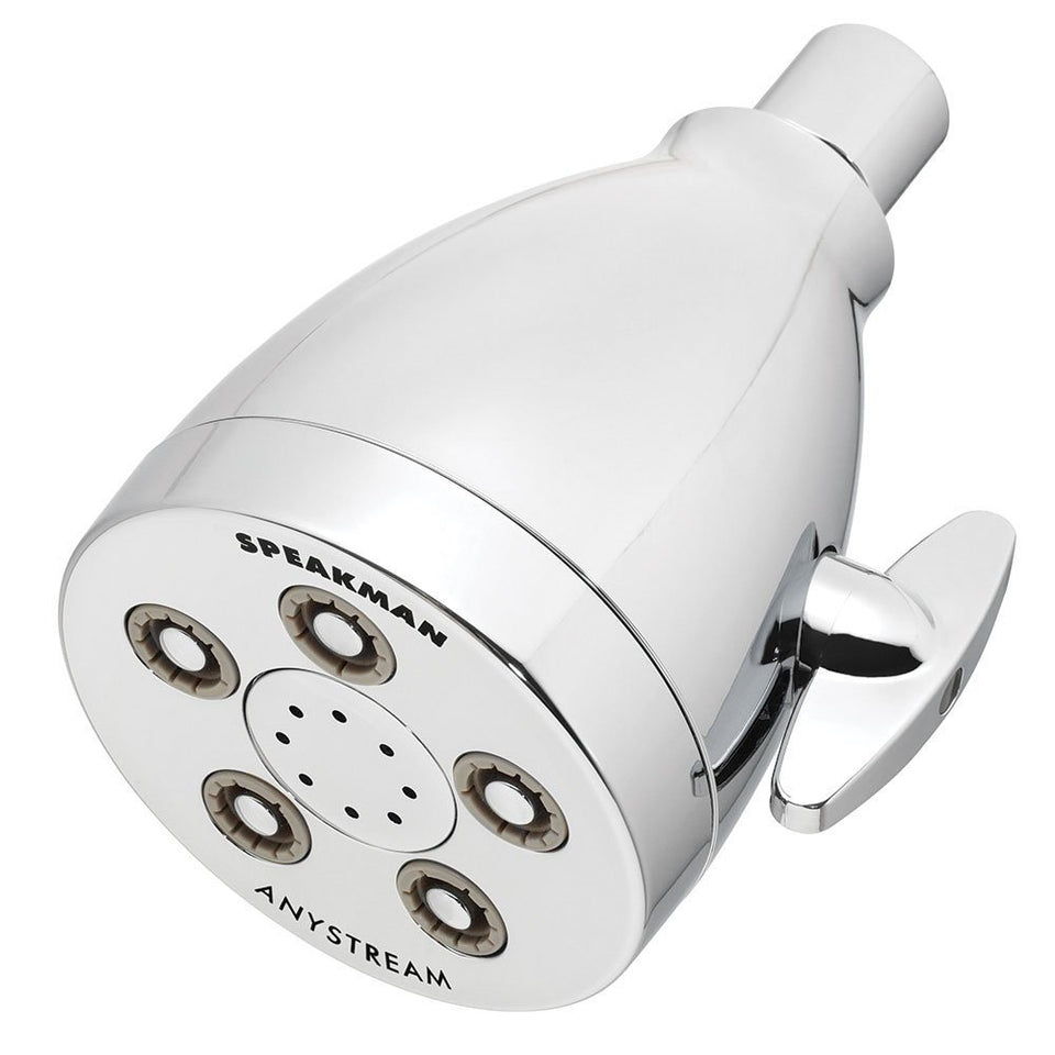 Speakman S-2005-H Anystream head closeup displaying diverse spray patterns for a customizable shower.