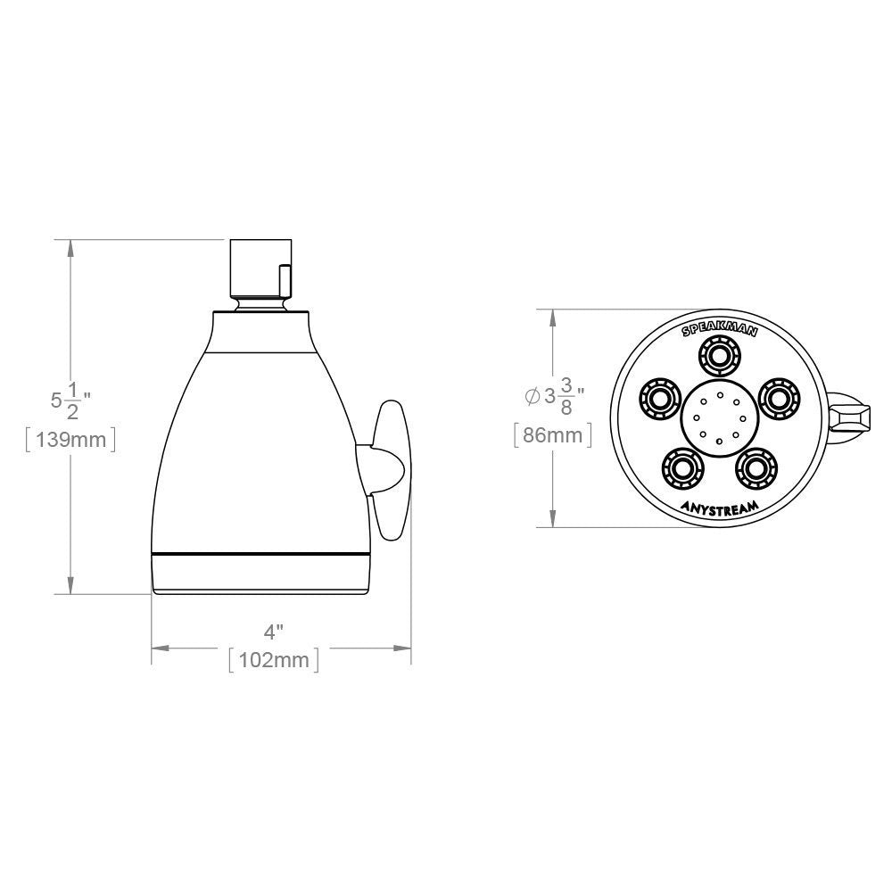 Speakman S-2005-H installed head in a modern shower showcases powerful high-pressure performance.