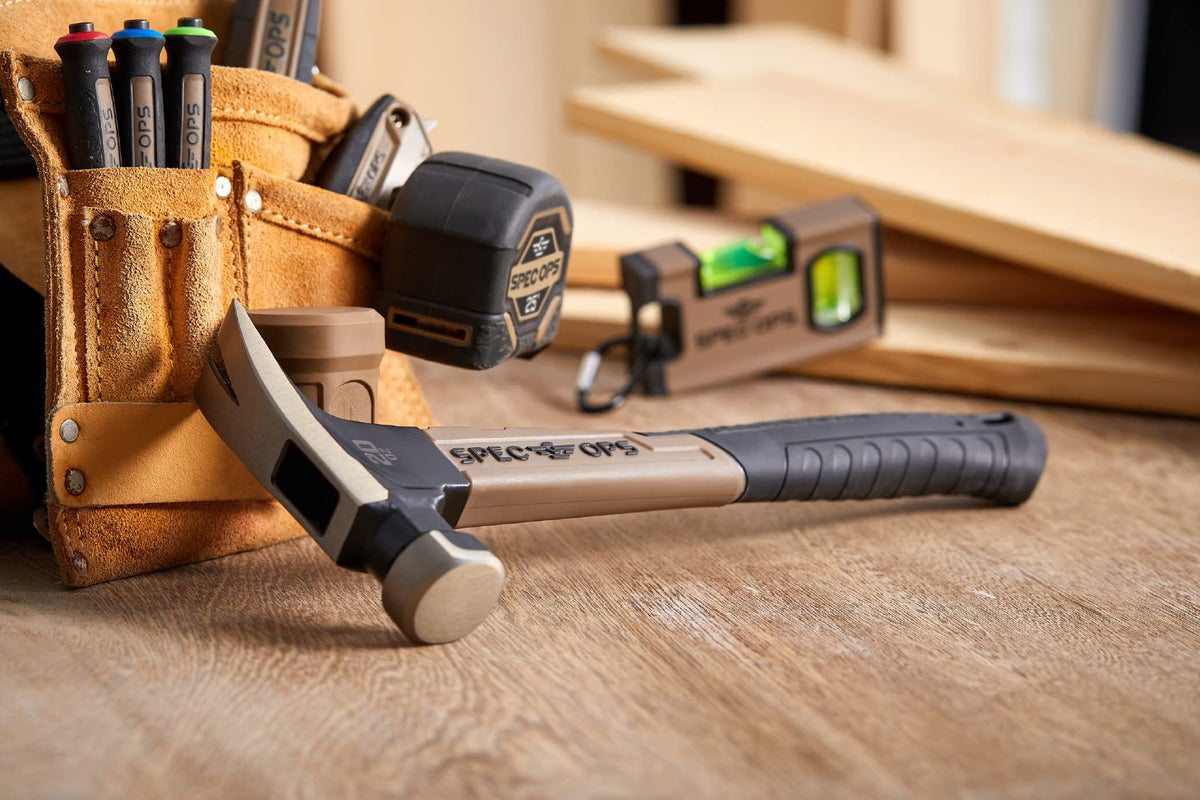 Spec Ops 20 oz fiberglass hammer ready for rugged job sites after 100 ft drop test