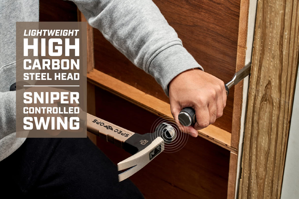Spec Ops fiberglass hammer showing shock absorbing grip reducing vibration