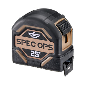Spec Ops 25-Foot Tape Measure with compact housing for easy handling.