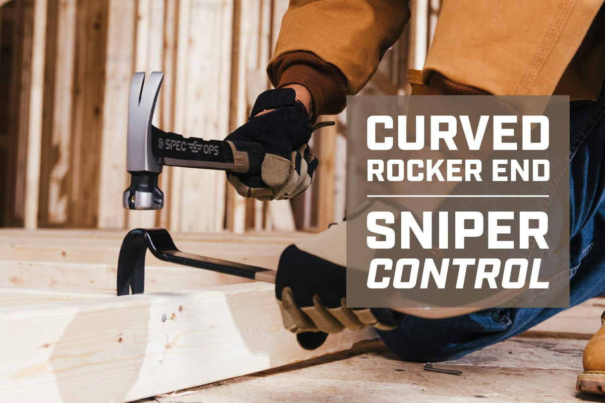 Spec Ops curved rocker end provides sniper-like control for tight nails.