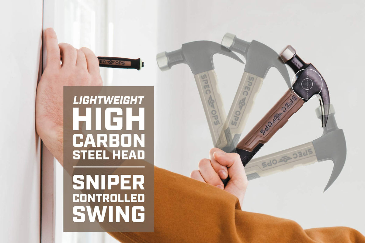 Spec Ops 20 oz hammer with curved claw for easy nail removal