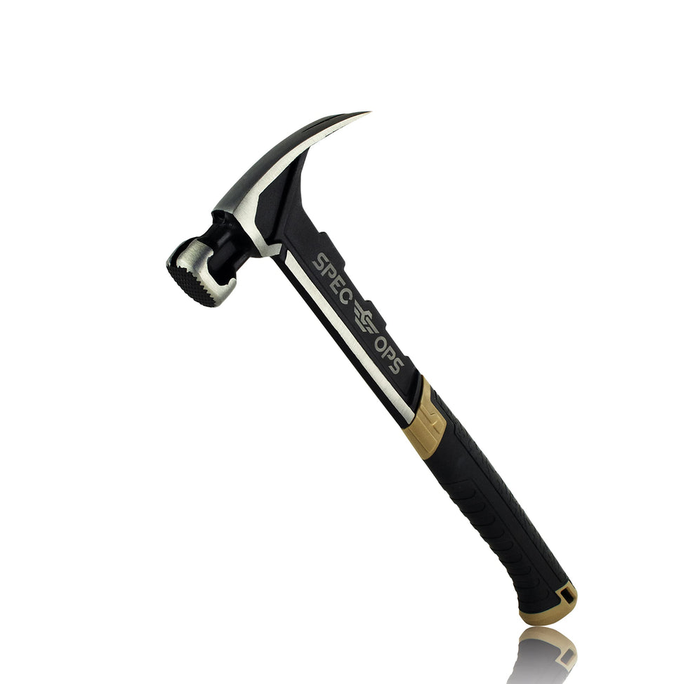 Spec Ops framing hammer 22 oz head reduces fatigue for precise swings.