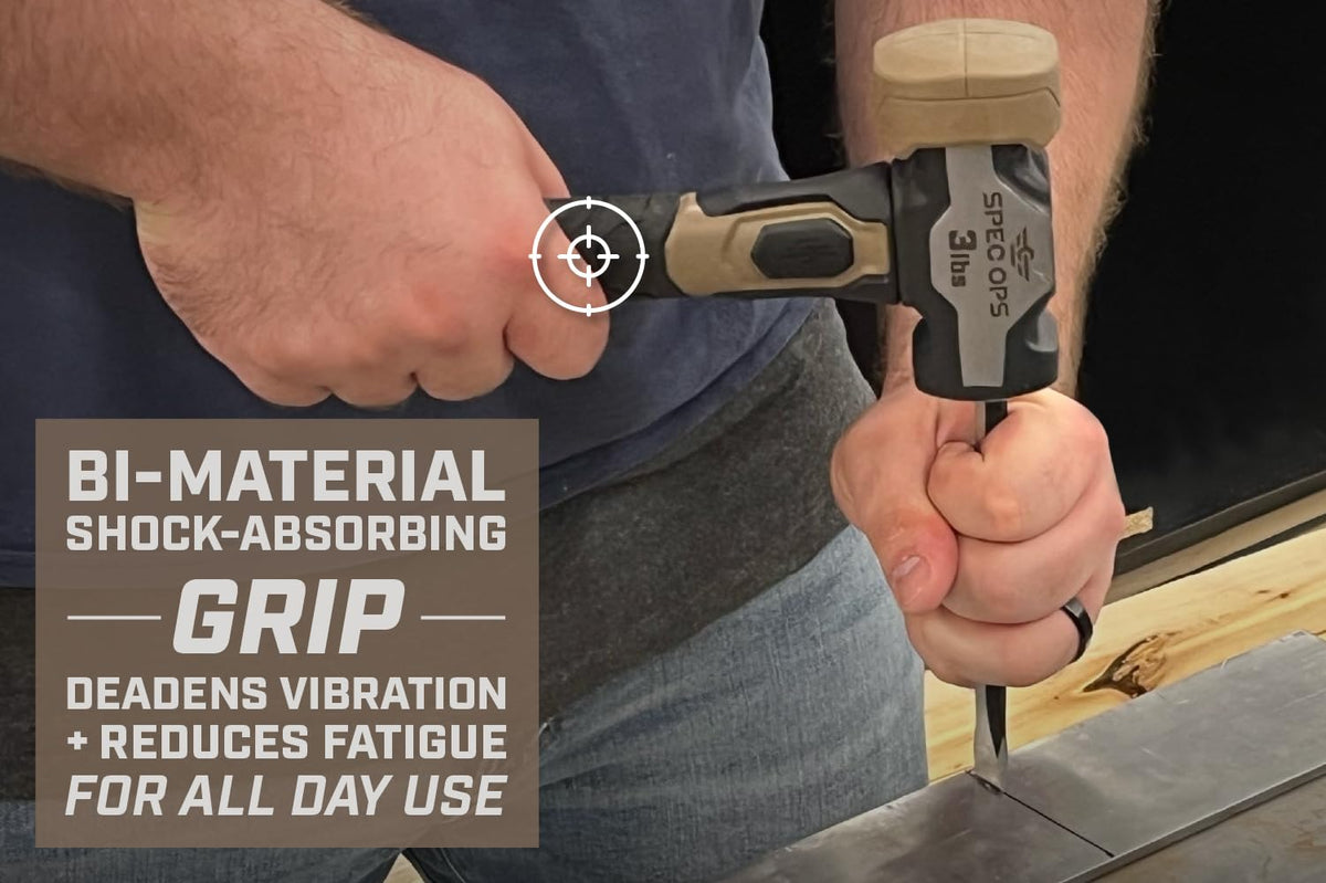 Spec Ops shock-absorbing-handle minimizes fatigue on long projects