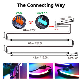 Speclux Neon ARGB strip with splitter cable for motherboard compatibility