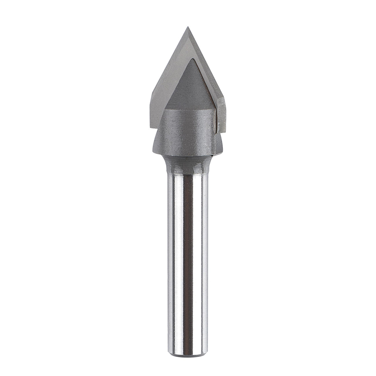 SpeTool carbide-tip V-groove bit, 60°, 1/2in diameter, ideal for decorative grooves in wood.