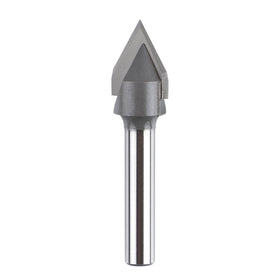 SpeTool carbide-tip V-groove bit, 60°, 1/2in diameter, ideal for decorative grooves in wood.