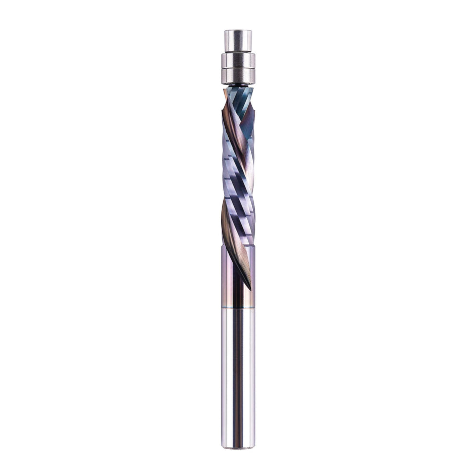 SpeTool compression flush trim router bit with one-and-one-eighth inch cutting length for precise template work