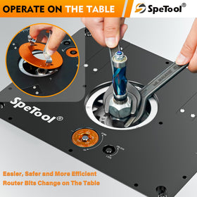 SpeTool dust collection interface minimizes chips, helping a cleaner workspace.