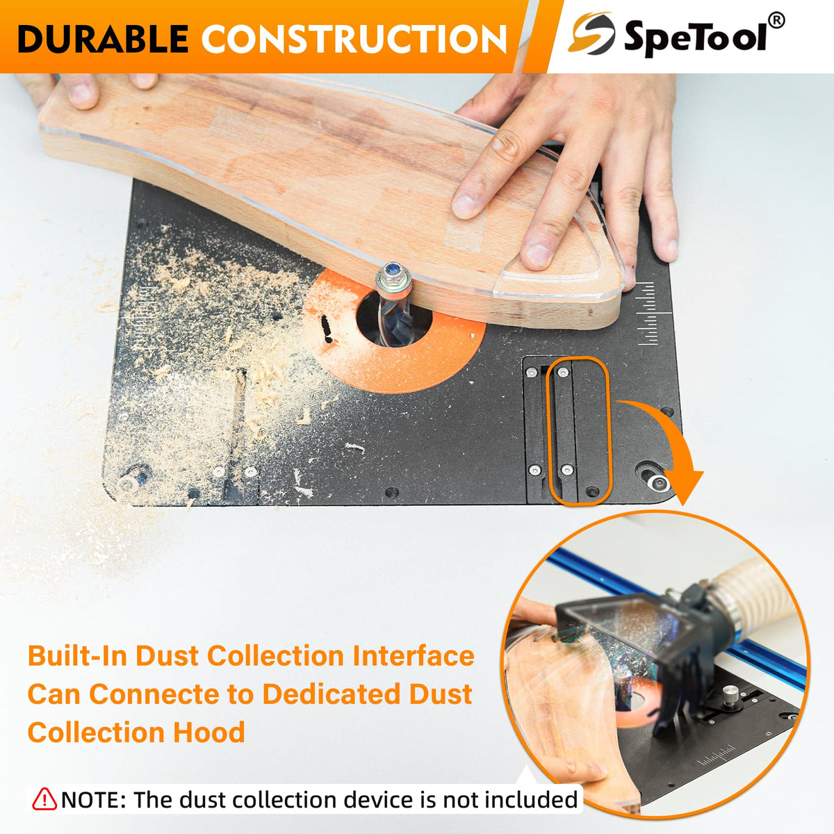 SpeTool lift on-table operation saves time by swapping bits without removing the router.