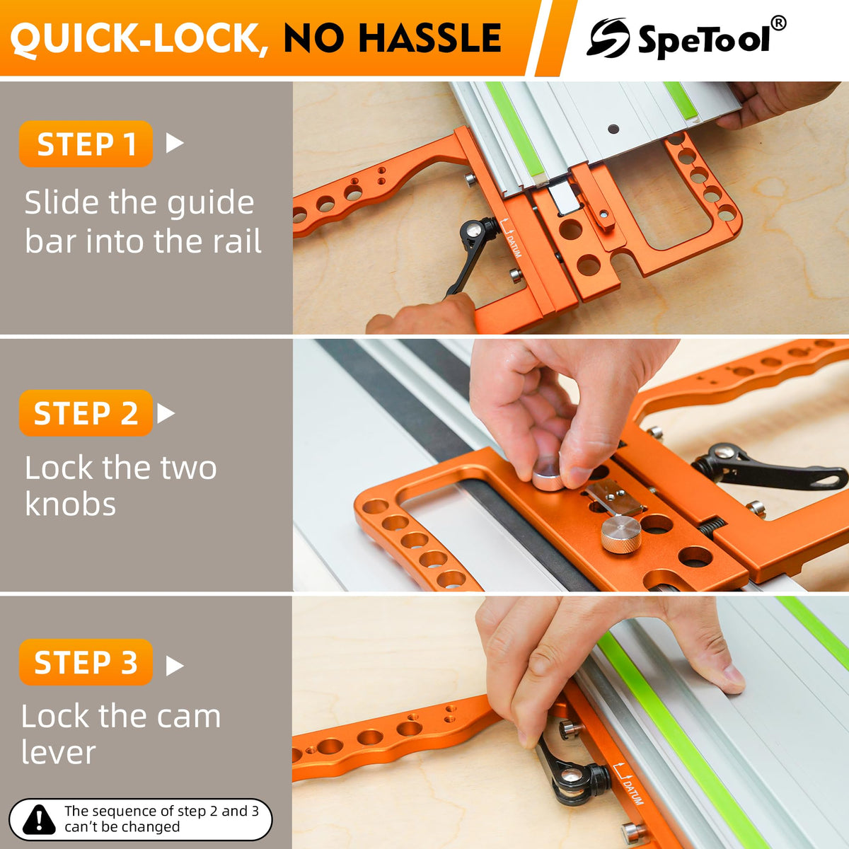 SpeTool track square oversized design enhances stability.