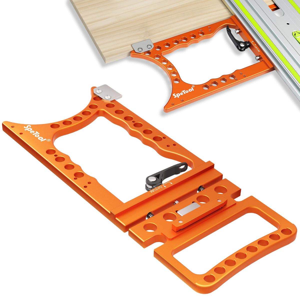 SpeTool track saw square delivers ultra-precision 90° alignment for clean cuts.