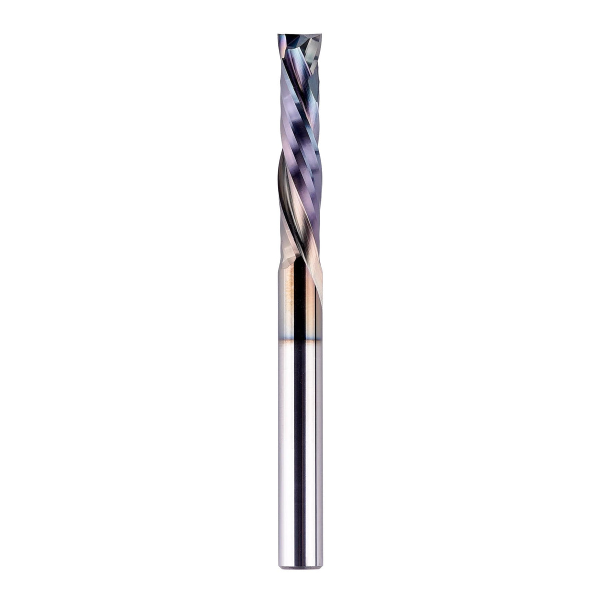 SpeTool UP&Down compression bit close-up shows 1/4 inch shank and long cutting length for routing