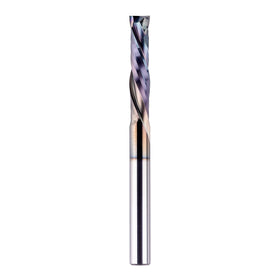SpeTool UP&Down compression bit close-up shows 1/4 inch shank and long cutting length for routing