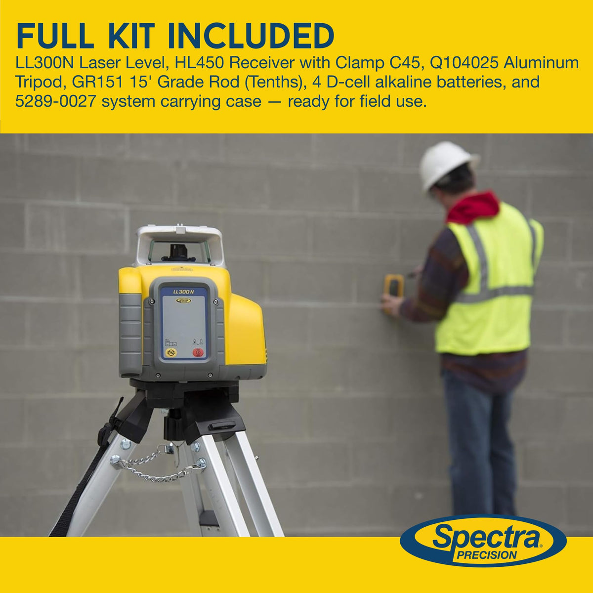 HL450 receiver with clamp enables accurate readings at extended distances.