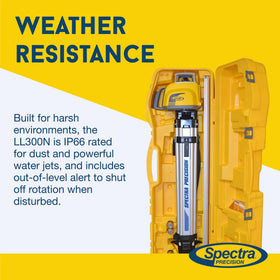 LL300N drop protection minimizes downtime when the laser lands on concrete.