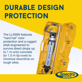 Spectra Precision LL300N with metal sunshade provides rugged drop and weather protection.