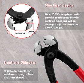 SPEEDWOX 9-inch ear clamp pliers with side jaw for tight-space clamping.