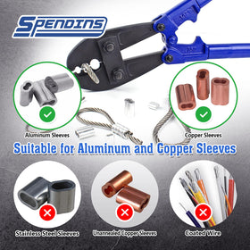 SPENDINS three crimping sizes enable versatile copper and aluminum sleeve work.