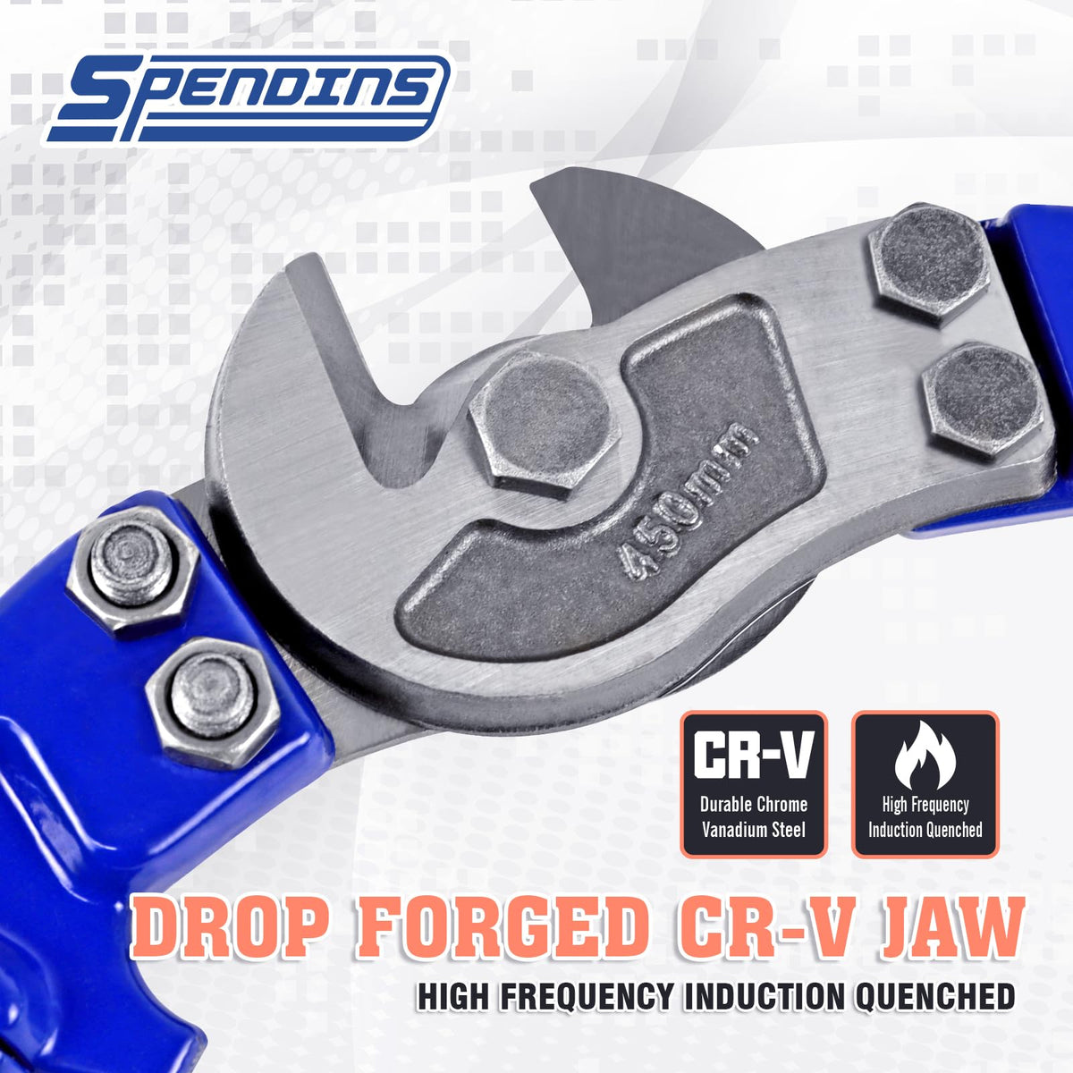 SPENDINS cutter cutting stainless steel and galvanized cables for demanding projects.