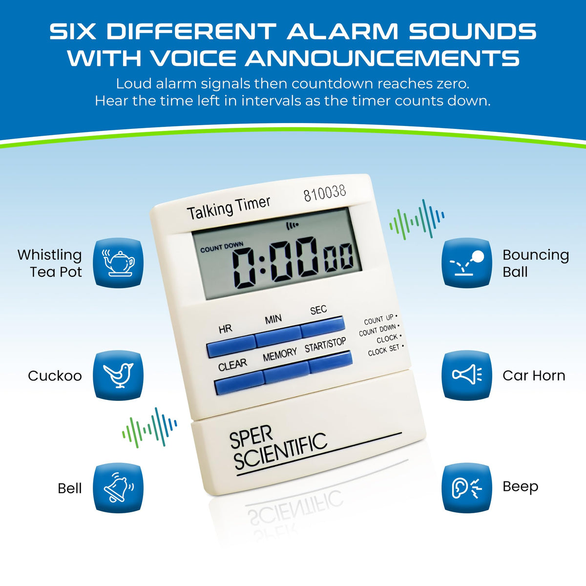 Sper Scientific alarm sounds differentiate timers for quick identification