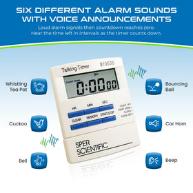 Sper Scientific alarm sounds differentiate timers for quick identification