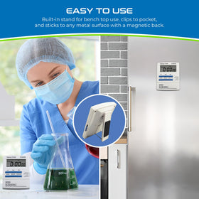 Sper Scientific timer in clock mode offers hands-free timekeeping in low light