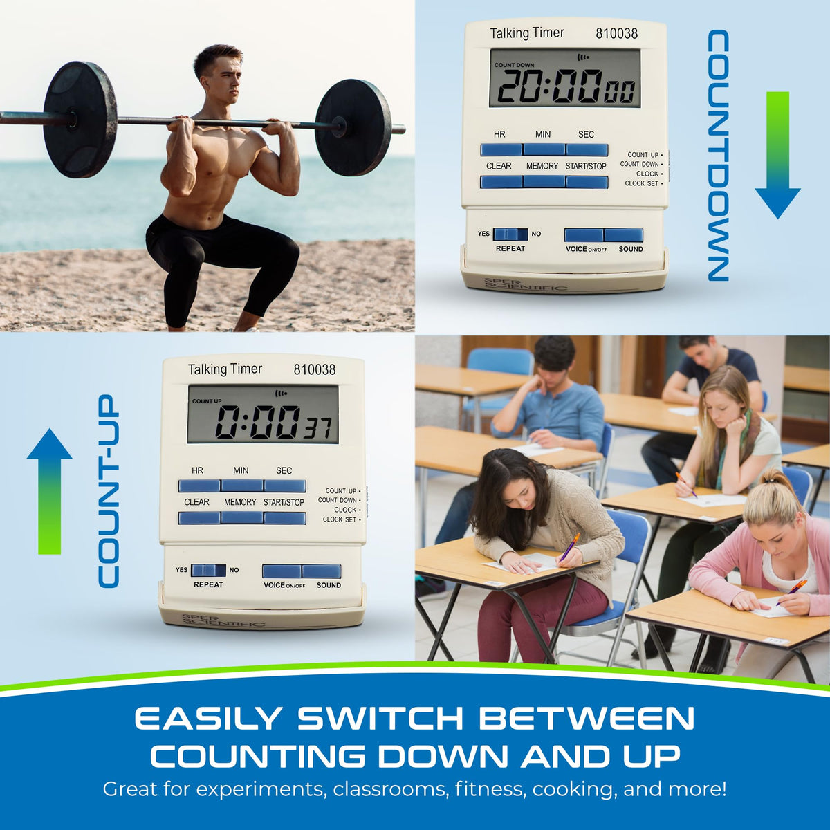 Sper Scientific talking timer in use during experiments enables hands-free monitoring