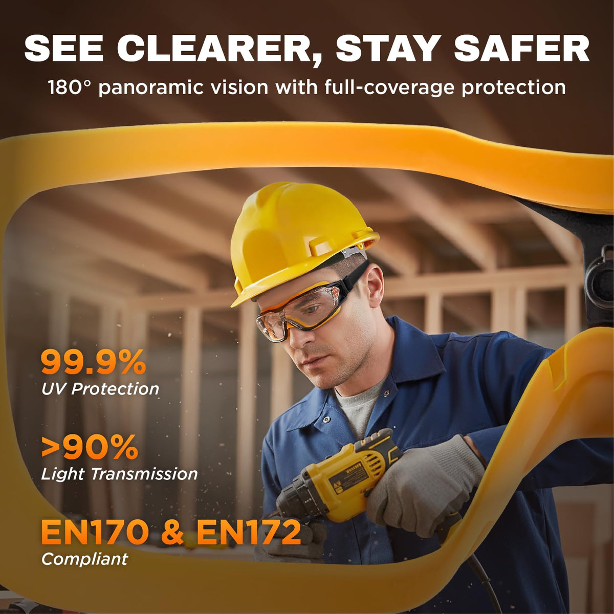 SPEXTRA safety goggles with magnetic RX insert for prescription use