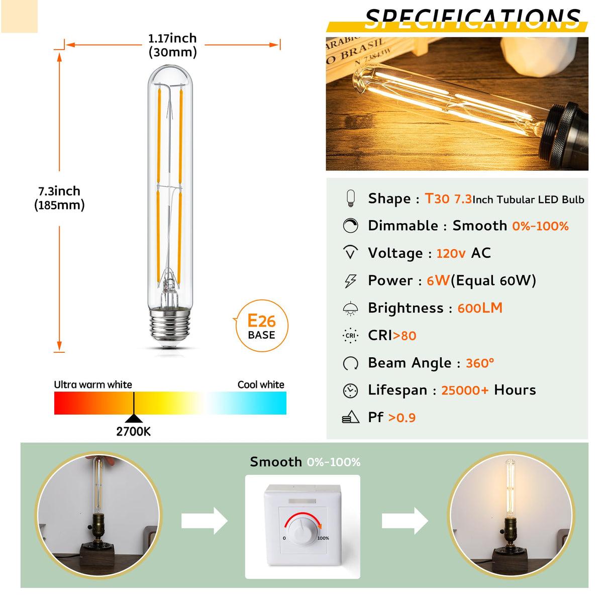 Sphoon E26 retro filament design enhancing vintage interiors.